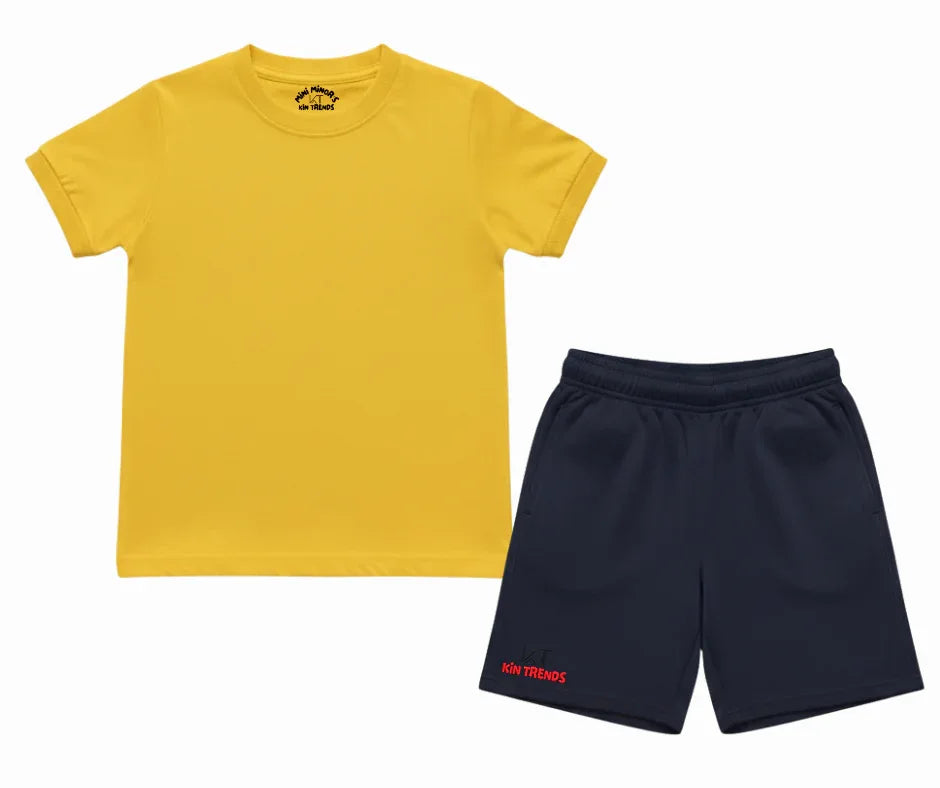 20+ Contrast Color Plain Shorts Set | Mini Minors Kintrends