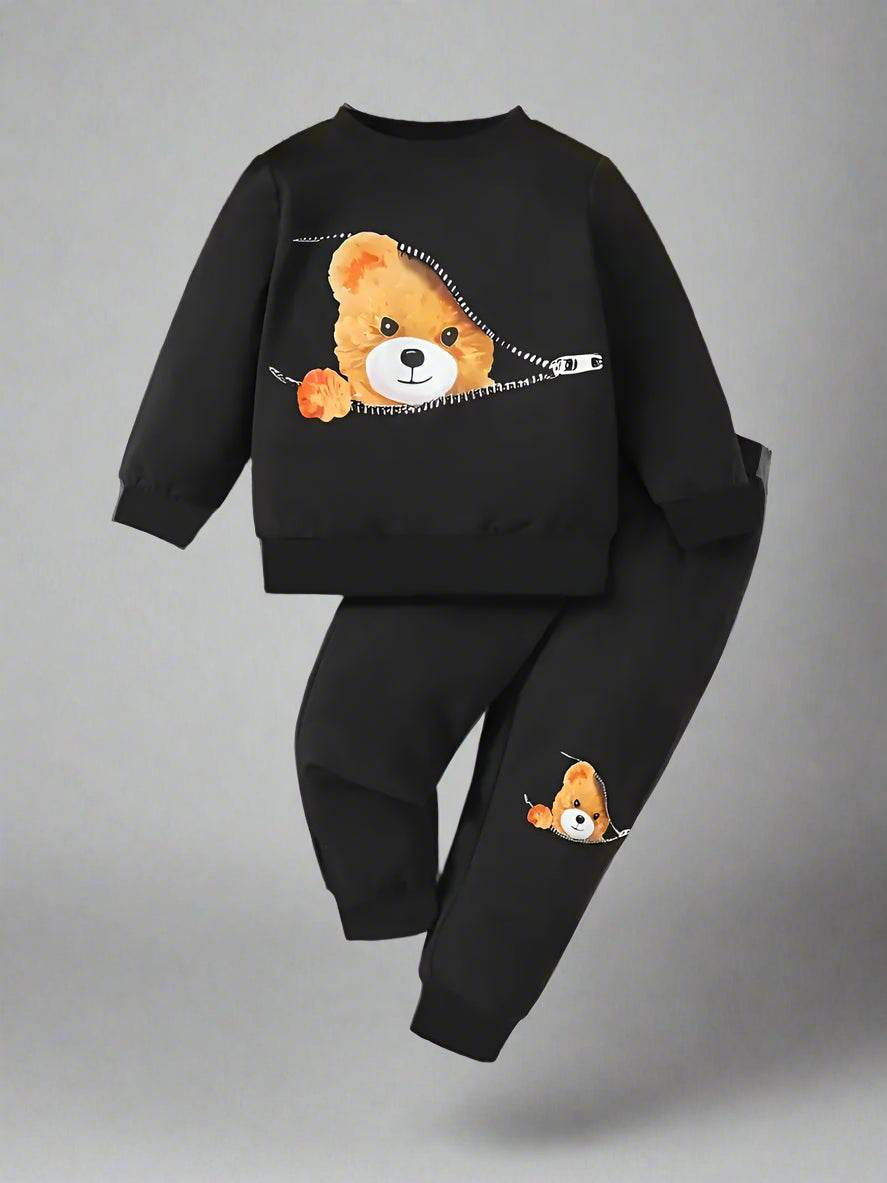 Shy Bear Fleece Tracksuit - Kin Trends